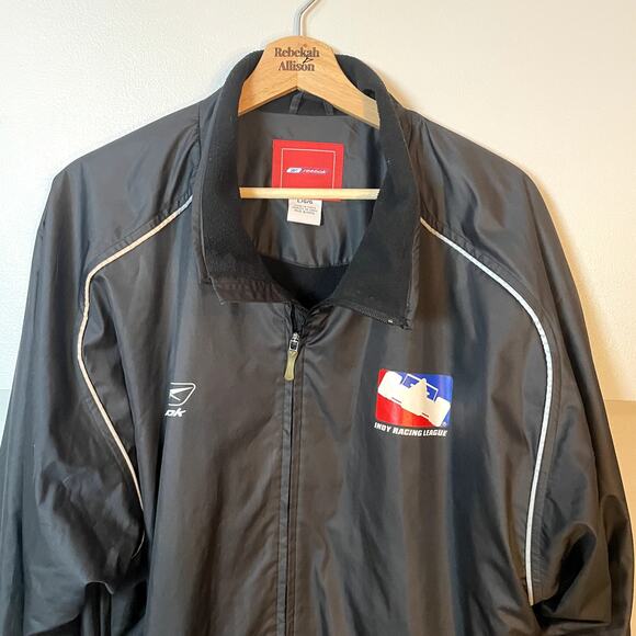 Reebok Indy Racing League Light Windbreaker Jacket in Black Size Large - Picture 2 of 9